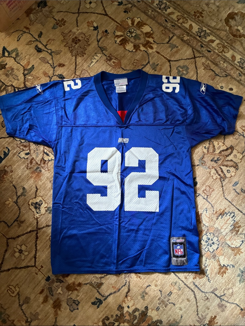 Reebok NFL #92 Giants Football Jersey Boys Large Short Sleeve Red White Blue